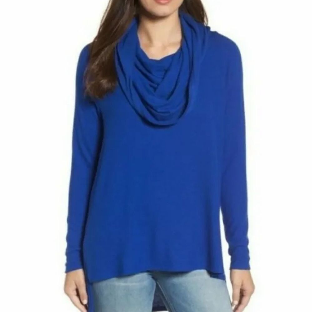 Gibson Look Women Cobalt‎ Cozy Convertible Fleece Knit Cowl Neck Tunic Size: XS